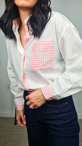 Camisa Detalles Vichy Rosa